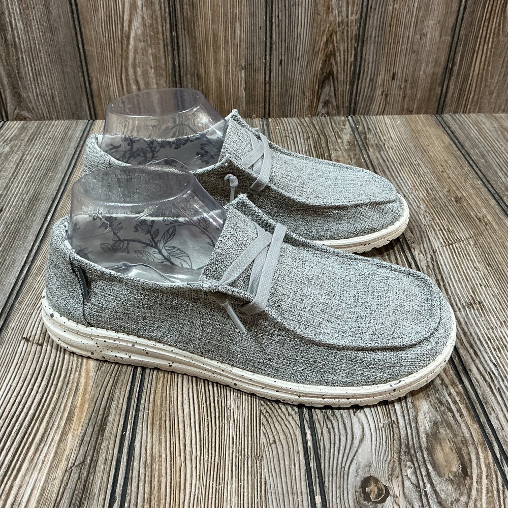 Hey Dude Wendy Linen Slip On Shoes Womens Size 8 Iron Gray Stretch Sneakers